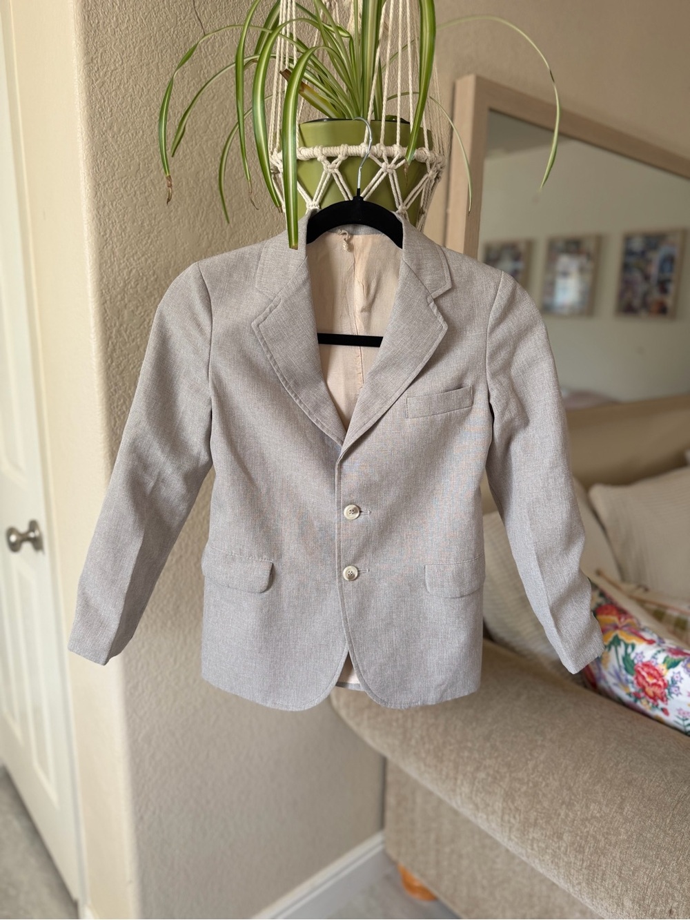 Kids Light Gray Single-Breasted Blazer